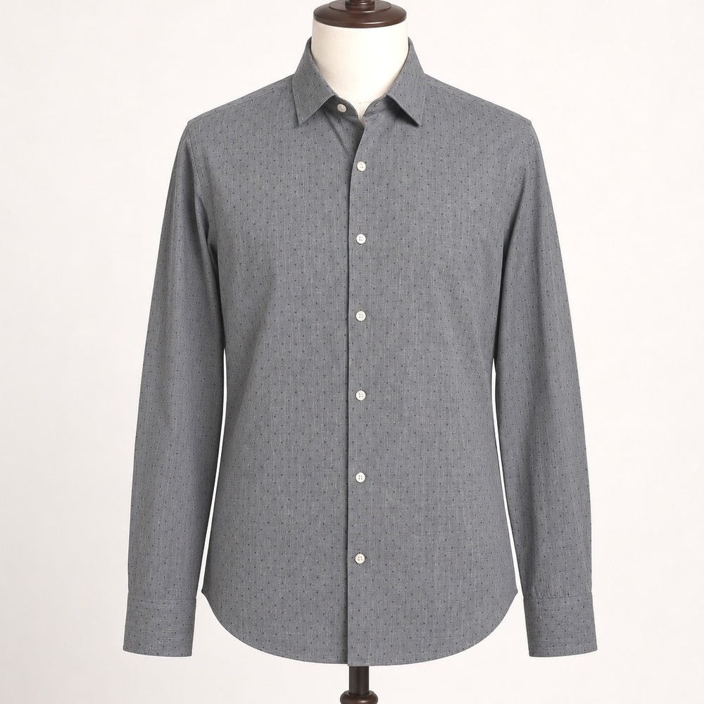 Bonobos Mens Standard Fit Button Down Shirt Gray Blue Micro Cross Cotton Size M